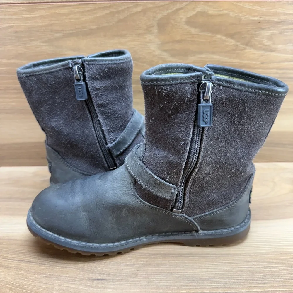 UGG‎ Toddler Harwell Kids Boots 12 Gray Leather Zipper